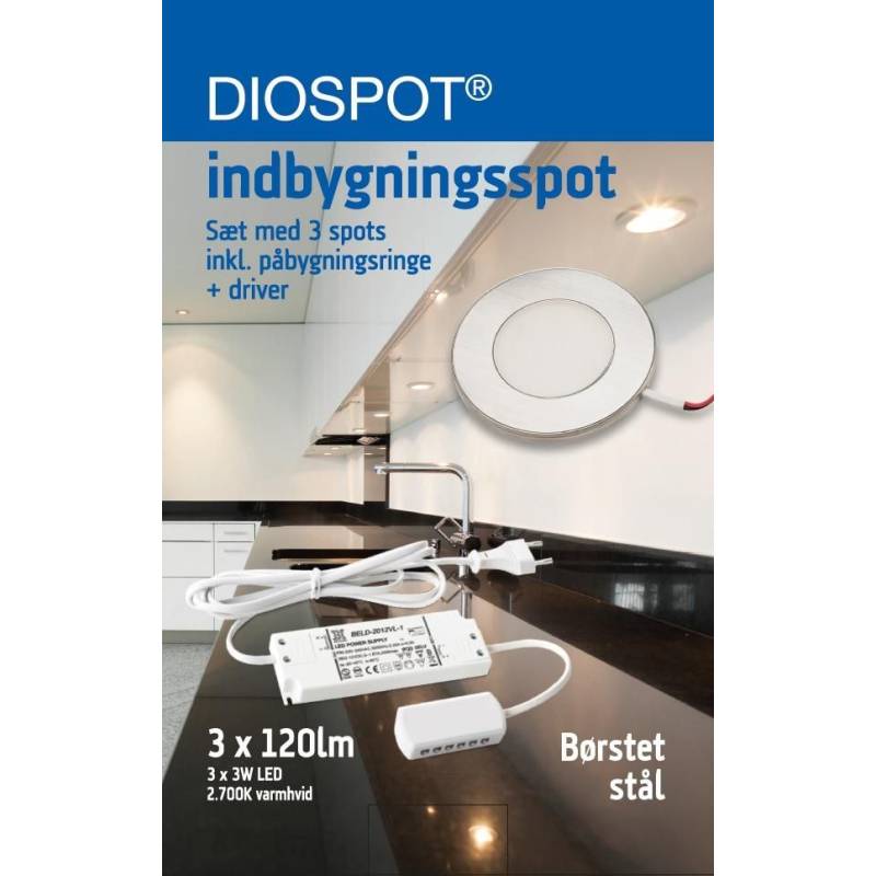 Diospot 3 Pak Børstet stål
