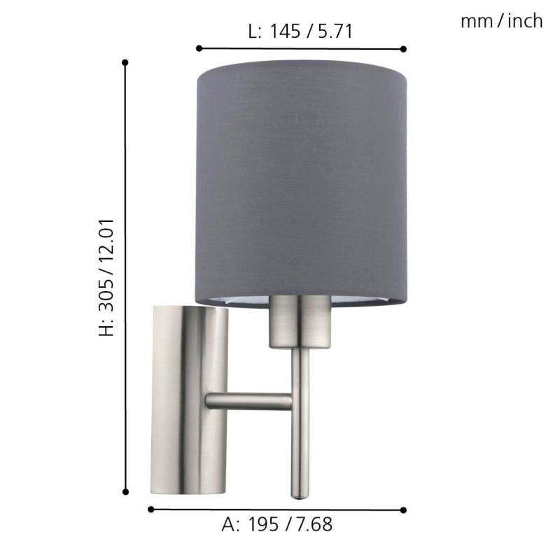PASTERI VÆG LAMPE GRÅ