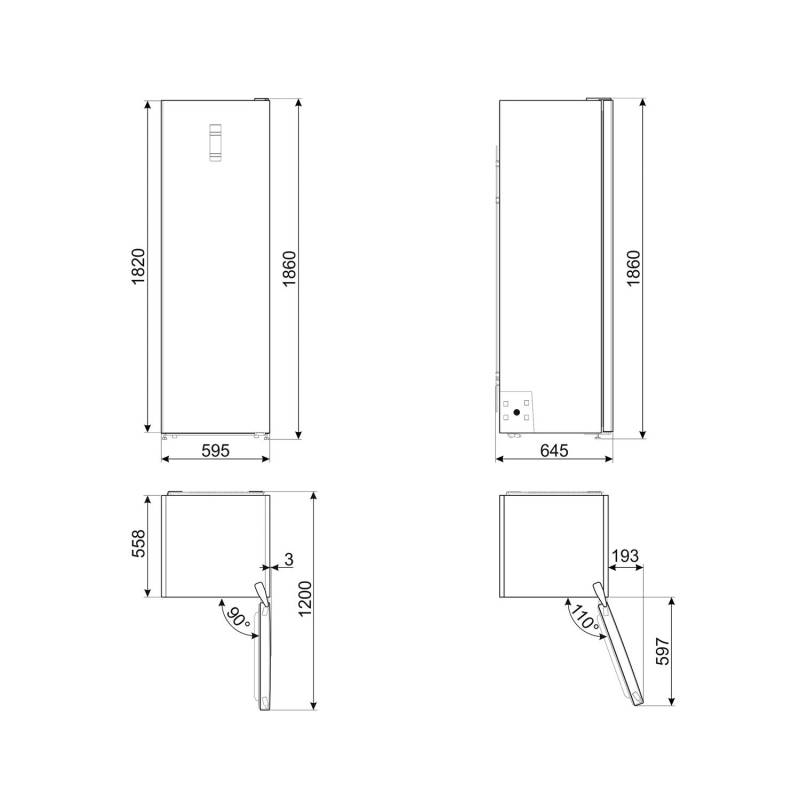 Smeg Køleskab Stål 186cm.